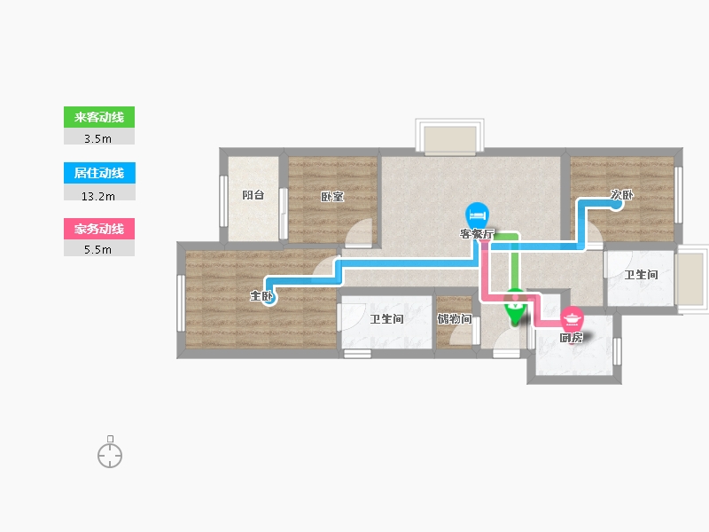 福建省-厦门市-集美发展心厝-70.68-户型库-动静线