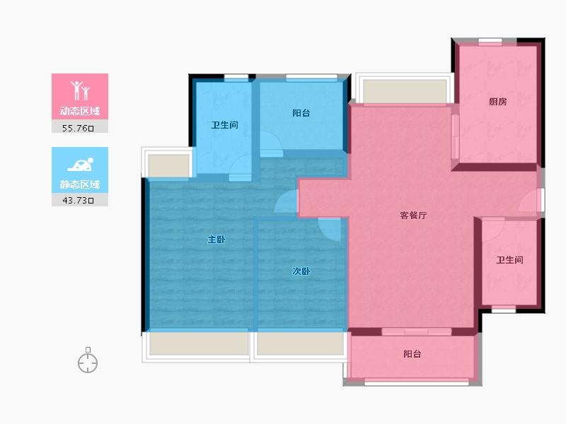 广东省-深圳市-汉园茗院-88.80-户型库-动静分区