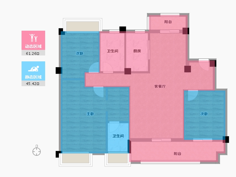 湖北省-黄冈市-孝感九里-96.00-户型库-动静分区