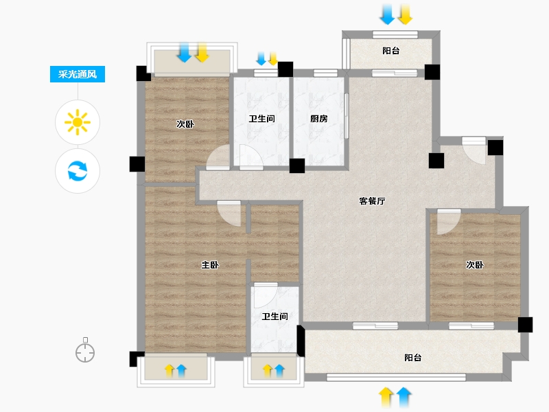 湖北省-黄冈市-孝感九里-96.00-户型库-采光通风