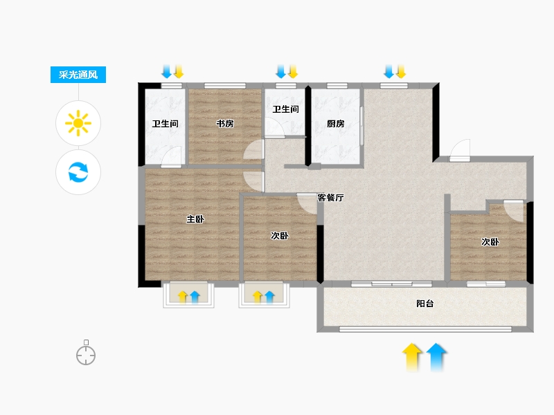 浙江省-宁波市-金辉·紫粼云庭-114.40-户型库-采光通风