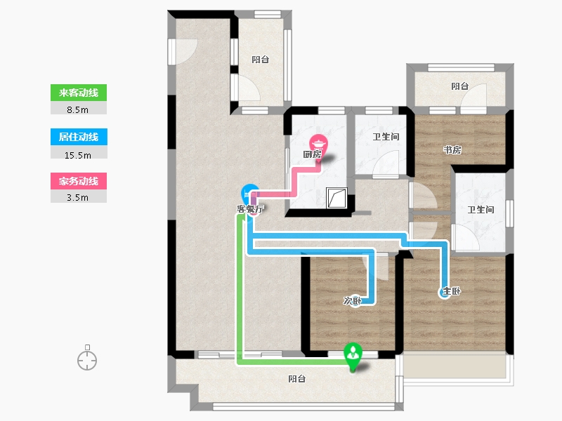 河南省-郑州市-美的智慧城·锦樾-91.56-户型库-动静线