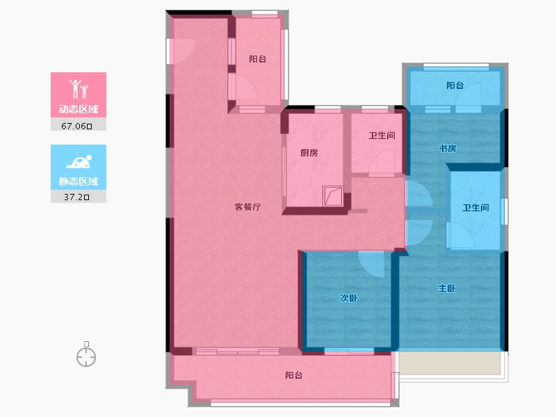 河南省-郑州市-美的智慧城·锦樾-91.56-户型库-动静分区