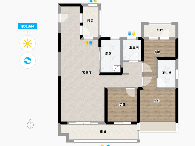 河南省-郑州市-美的智慧城·锦樾-91.56-户型库-采光通风