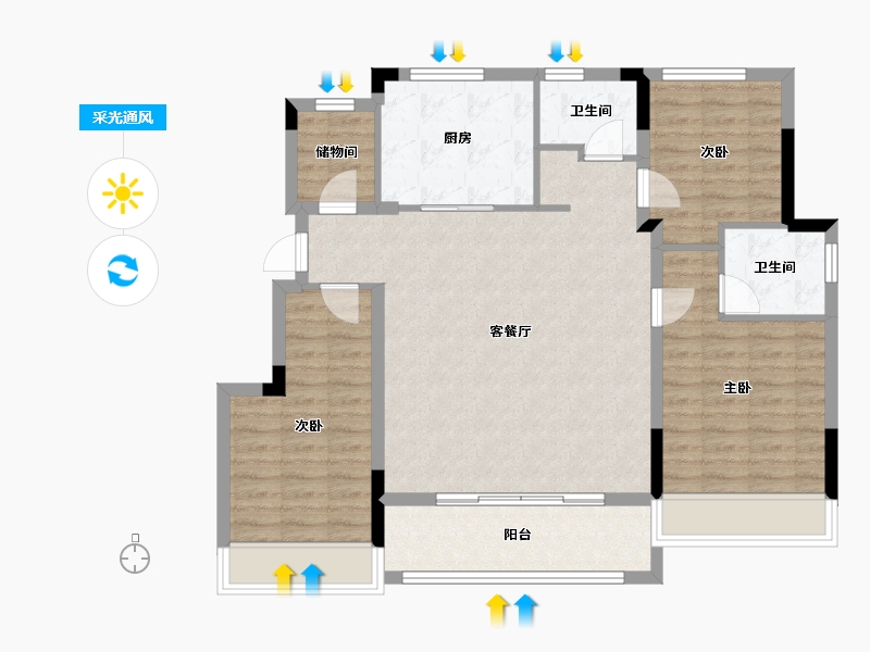 浙江省-绍兴市-蓝城·剡江莲园-98.30-户型库-采光通风