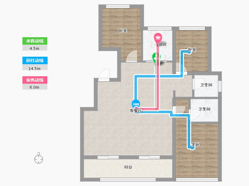 浙江省-绍兴市-朗臻中鸿府-86.76-户型库-动静线