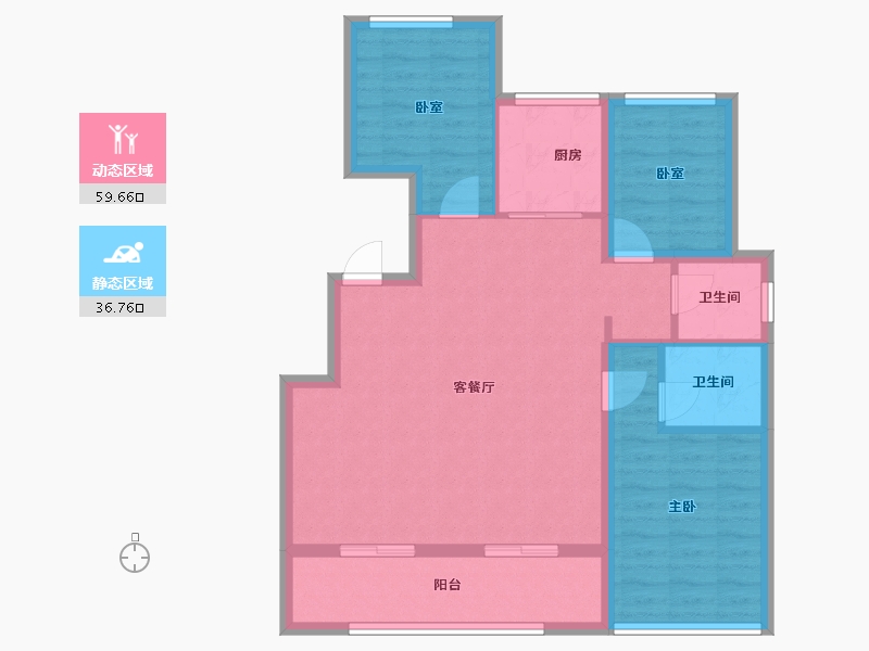 浙江省-绍兴市-朗臻中鸿府-86.76-户型库-动静分区