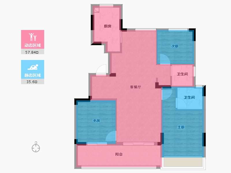 浙江省-绍兴市-卧龙·石泗里-84.00-户型库-动静分区