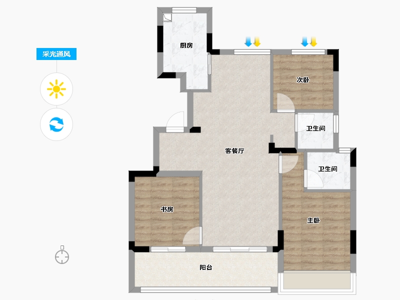 浙江省-绍兴市-卧龙·石泗里-84.00-户型库-采光通风