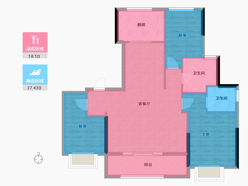 浙江省-宁波市-轨交·悦东上境府-86.33-户型库-动静分区