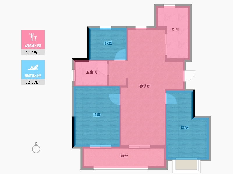 浙江省-宁波市-轨交·悦东上境府-75.85-户型库-动静分区