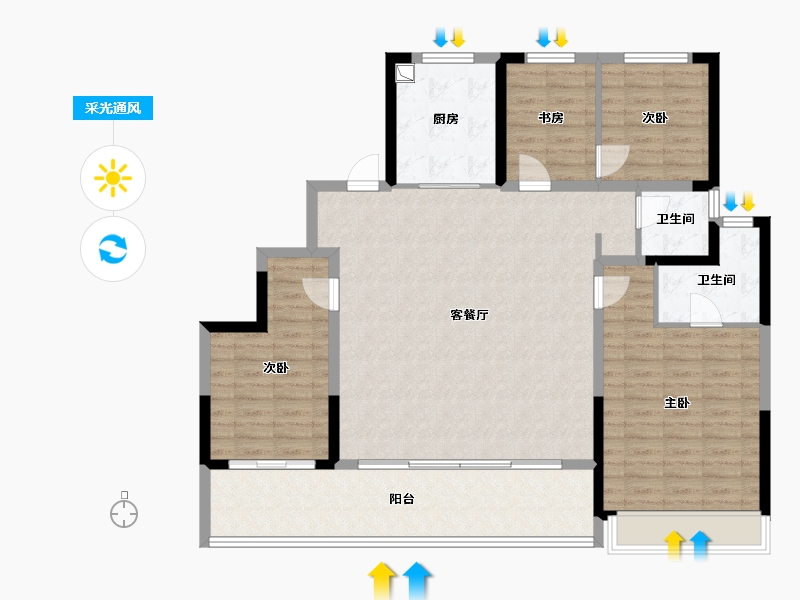 山东省-滨州市-百一甲辰万里-124.00-户型库-采光通风