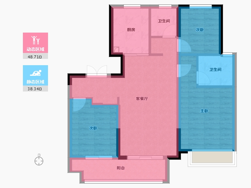 陕西省-西安市-陕建崇文观筑-77.62-户型库-动静分区