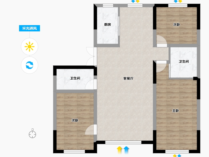 吉林省-松原市-豪杰悦璟-93.47-户型库-采光通风