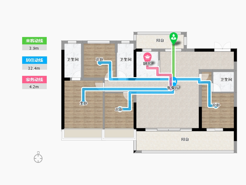 湖北省-宜昌市-城发金桥月泊-130.56-户型库-动静线