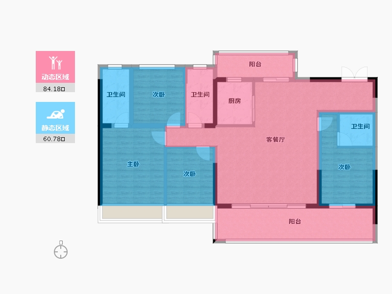 湖北省-宜昌市-城发金桥月泊-130.56-户型库-动静分区