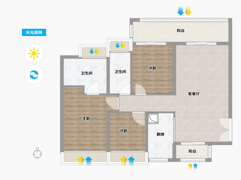 广东省-深圳市-凌云华府-101.61-户型库-采光通风