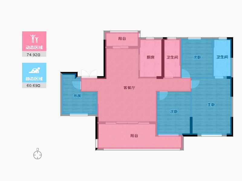 湖北省-荆州市-观澜·墨香院-122.82-户型库-动静分区