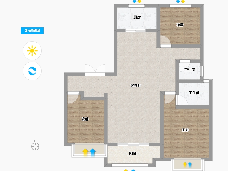 山西省-临汾市-普天熙苑-87.11-户型库-采光通风