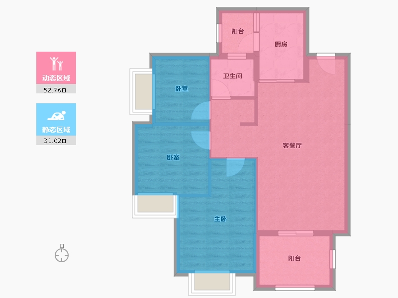 广东省-深圳市-凌云华府-75.30-户型库-动静分区