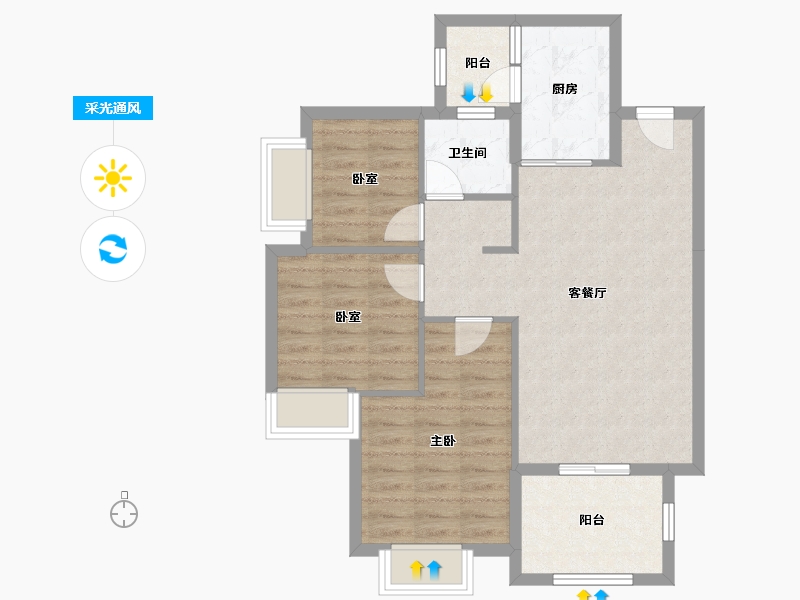 广东省-深圳市-凌云华府-75.30-户型库-采光通风