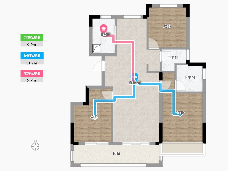 浙江省-绍兴市-蓝城·剡江莲园-85.35-户型库-动静线