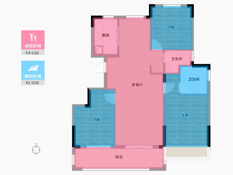 浙江省-绍兴市-蓝城·剡江莲园-85.35-户型库-动静分区