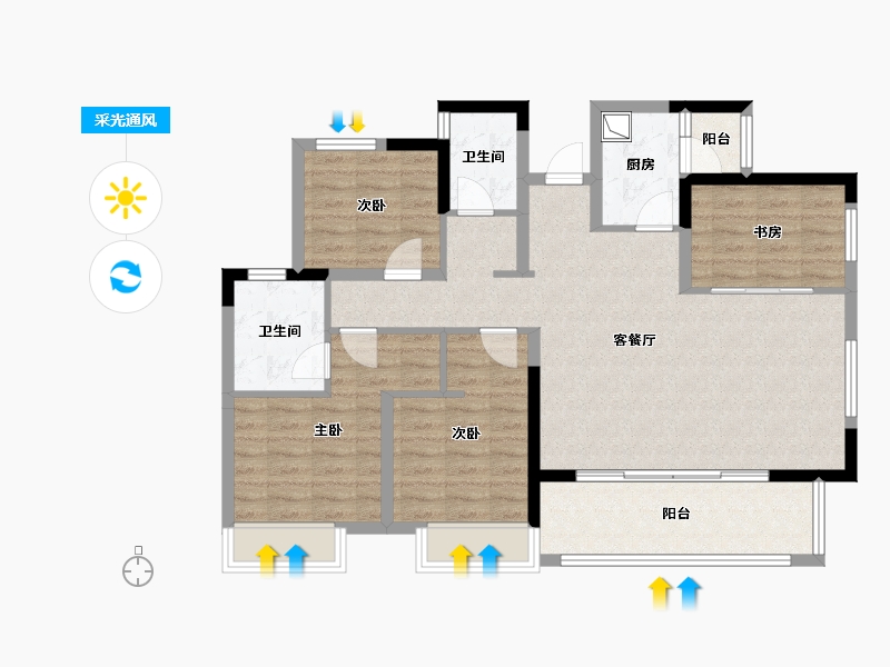 四川省-内江市-星月江畔-103.18-户型库-采光通风