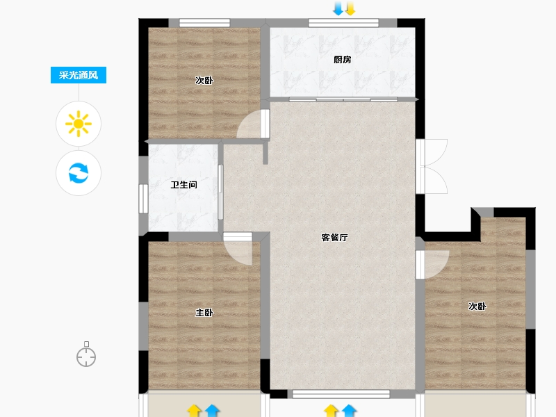 吉林省-松原市-豪杰悦璟-81.76-户型库-采光通风