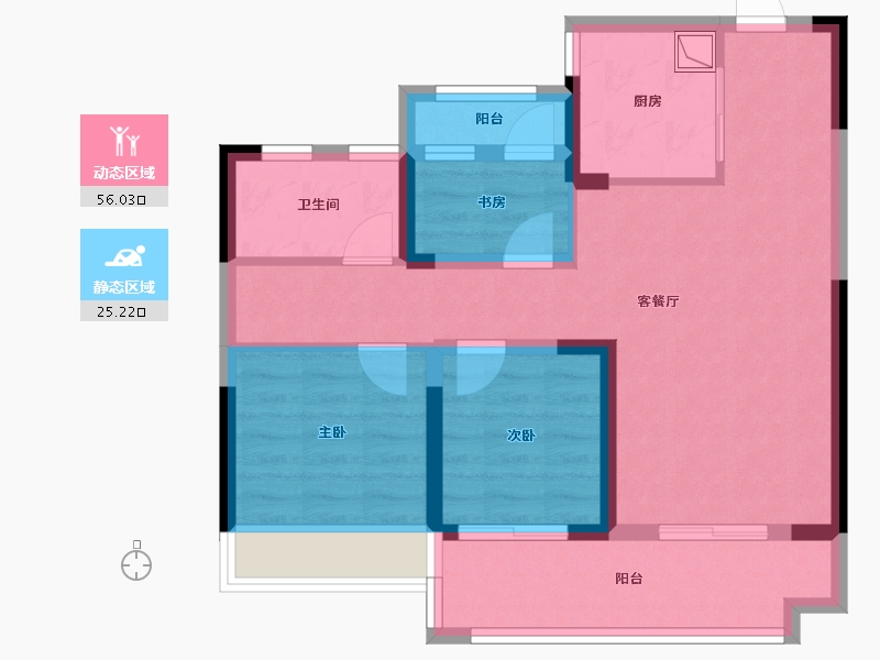 河南省-郑州市-美的智慧城·锦樾-71.29-户型库-动静分区