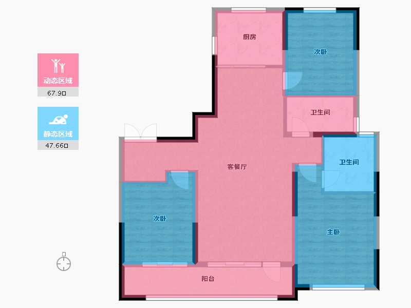 宁夏回族自治区-银川市-风华园东区-104.90-户型库-动静分区