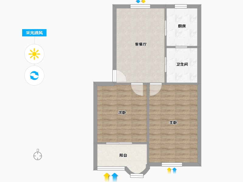 上海-上海市-民建新村-58.70-户型库-采光通风