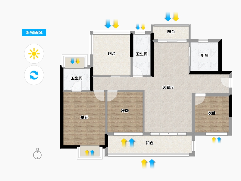 广东省-河源市-宝豪御龙湾-2期-97.60-户型库-采光通风