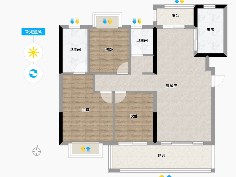 海南省-儋州市-御水湾-92.00-户型库-采光通风