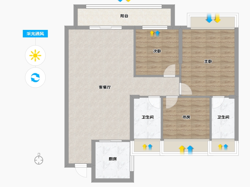 湖北省-黄冈市-九坤新城首府-97.00-户型库-采光通风