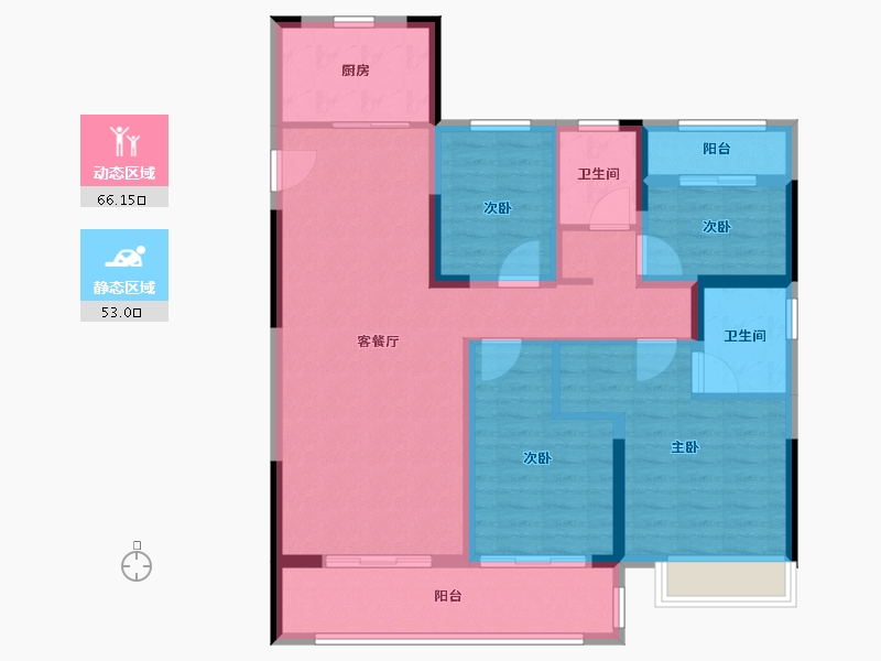 河南省-郑州市-美的智慧城·锦樾-106.40-户型库-动静分区