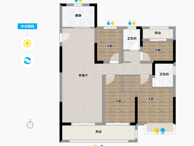 河南省-郑州市-美的智慧城·锦樾-106.40-户型库-采光通风