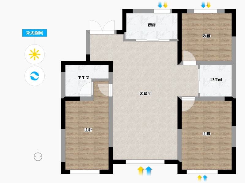 吉林省-松原市-豪杰悦璟-83.49-户型库-采光通风