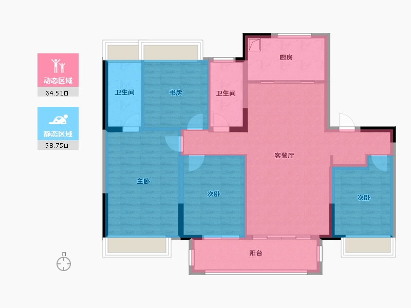 江苏省-徐州市-大华梧桐院(岚翠)-111.20-户型库-动静分区