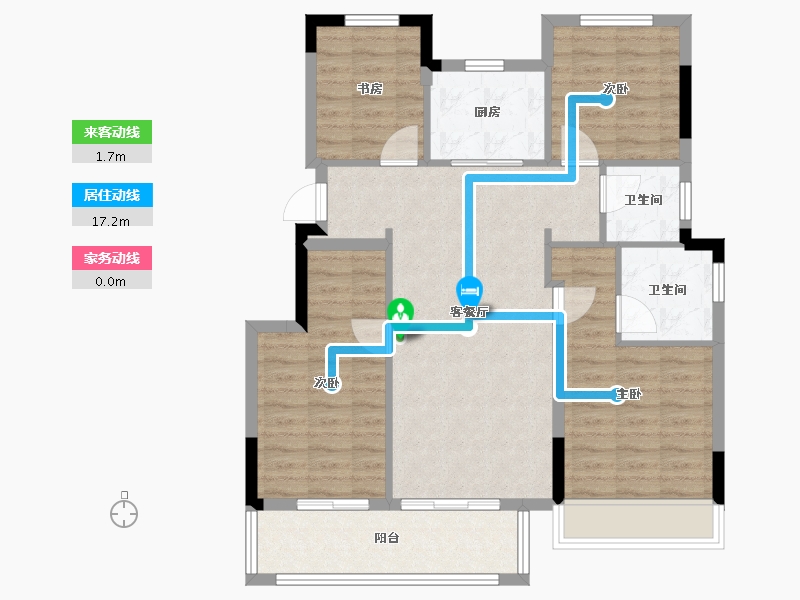 浙江省-绍兴市-蓝城·剡江莲园-93.60-户型库-动静线