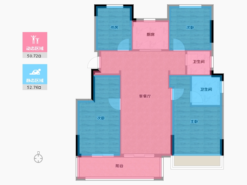 浙江省-绍兴市-蓝城·剡江莲园-93.60-户型库-动静分区