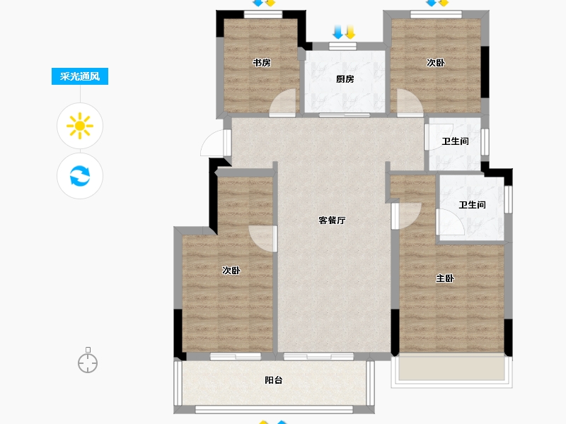 浙江省-绍兴市-蓝城·剡江莲园-93.60-户型库-采光通风