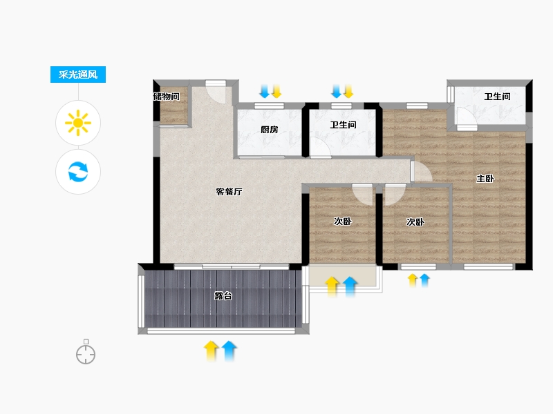 湖南省-株洲市-株洲建发缦云-89.60-户型库-采光通风