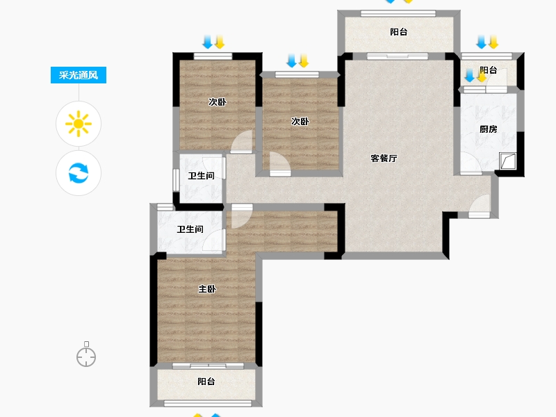 四川省-成都市-优品时代-113.00-户型库-采光通风