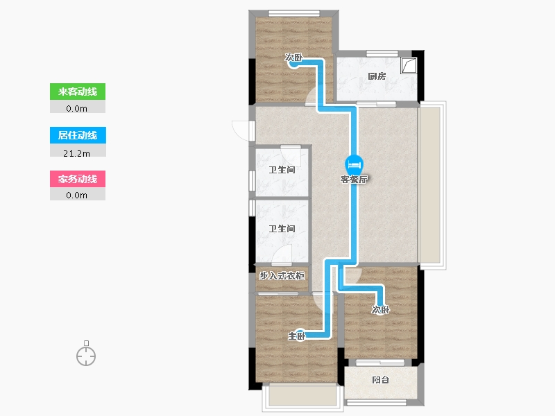 浙江省-绍兴市-蓝城·剡江莲园-76.92-户型库-动静线