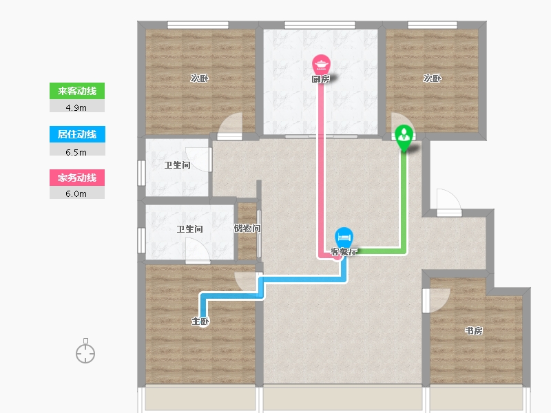 内蒙古自治区-呼和浩特市-泽信天著-113.22-户型库-动静线