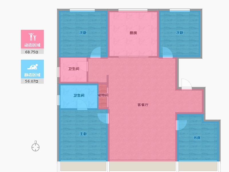 内蒙古自治区-呼和浩特市-泽信天著-113.22-户型库-动静分区