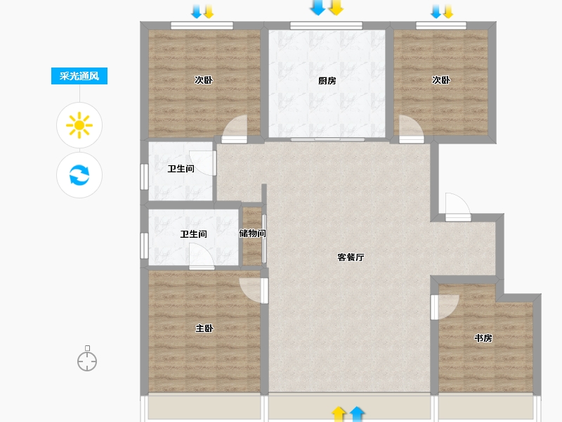 内蒙古自治区-呼和浩特市-泽信天著-113.22-户型库-采光通风