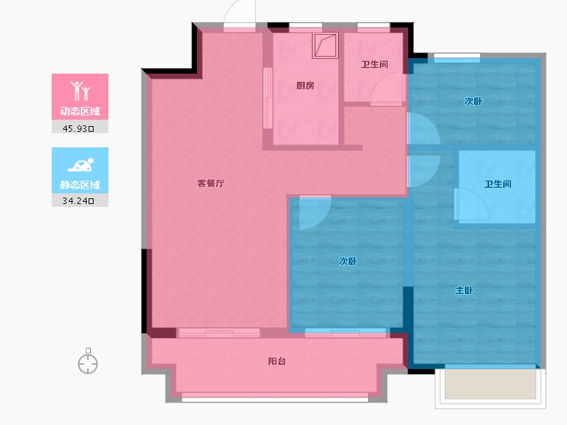 浙江省-嘉兴市-工联·云悦府-71.43-户型库-动静分区