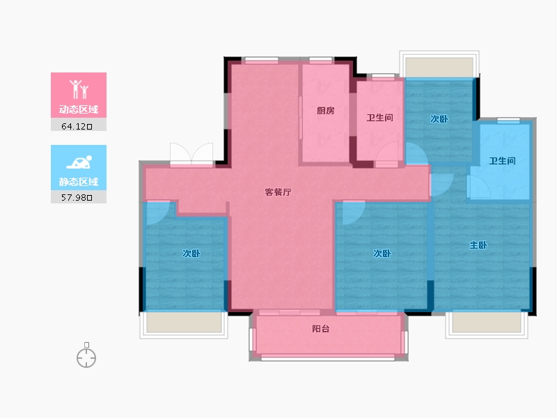 江苏省-徐州市-大华梧桐院(岚翠)-110.40-户型库-动静分区